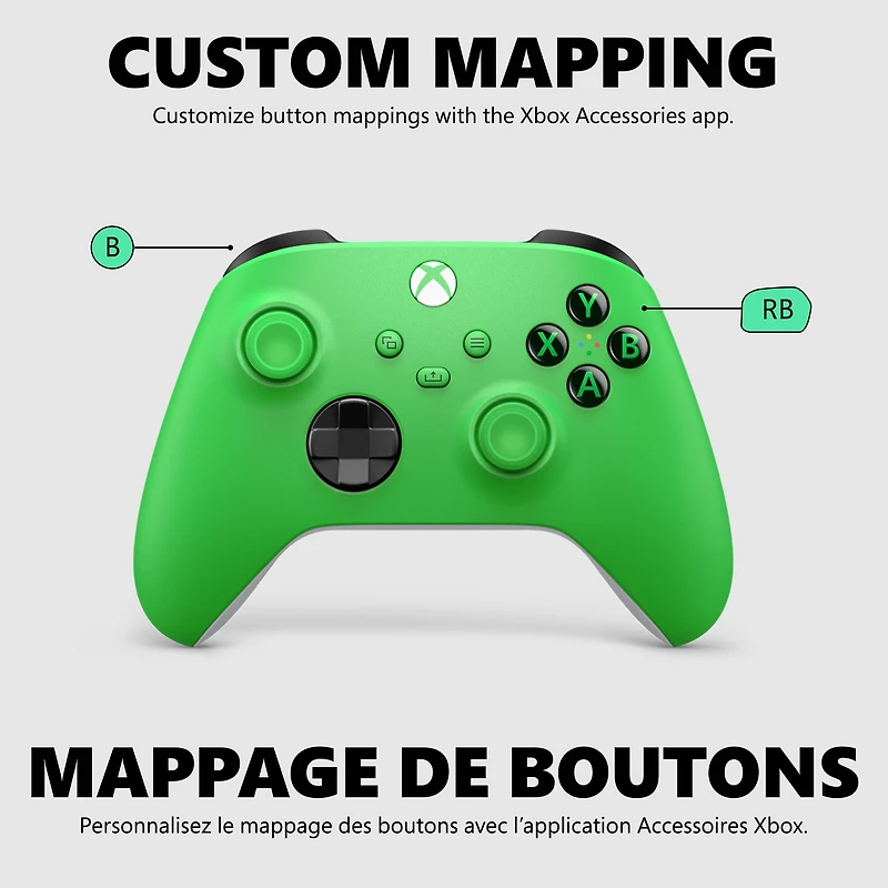 Manette sans fil Xbox – Velocity Green pour la Xbox Series X|S, la Xbox One et les appareils Windows