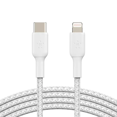 Câble de Charge/Sync Tressé USB-C vers Lightning 4pi Blanc de Belkin