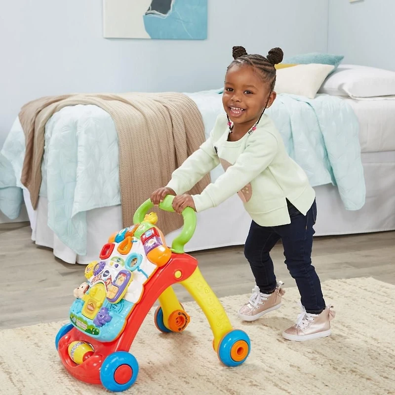 VTech Stroll & Discover Activity Walker, Red, Grow with Me Baby & Toddler Toy - English Version, 9-36 months