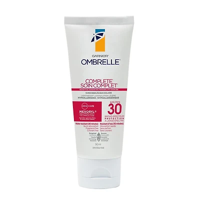 Garnier Ombrelle Complete Dry Touch Écran solaire Complete Dry Touch FPS 30, visage et le corps, peaux sensibles, résistant à l'eau, non gras, hypoallergénique, haute protection à large spectre UVA/UV