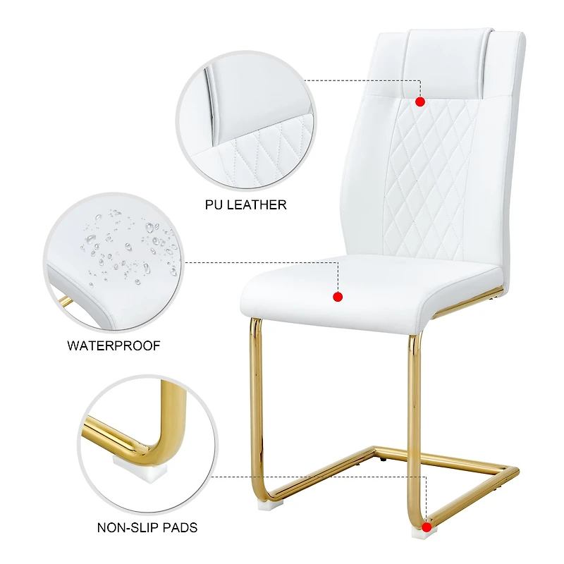 Noble House Modern style white PU dining chairs (4 per box) - featuring a mesh backrest design
