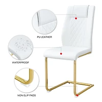 Noble House Modern style white PU dining chairs (4 per box) - featuring a mesh backrest design