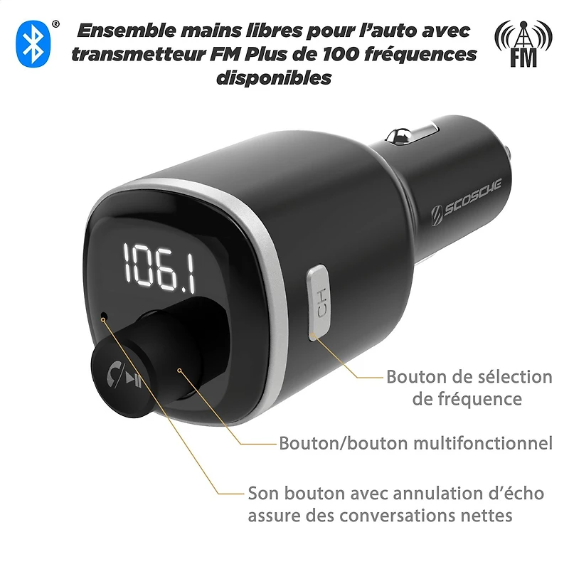 Scosche BTFM4-SP Btfreq Hands-Free Car Kit with Bluetooth FM Transmitter