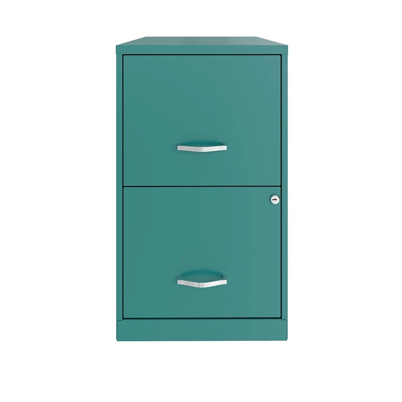 Space Solutions 18 inch 2 Drawer Metal File Cabinet, Teal