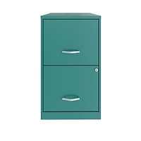 Space Solutions 18 inch 2 Drawer Metal File Cabinet, Teal