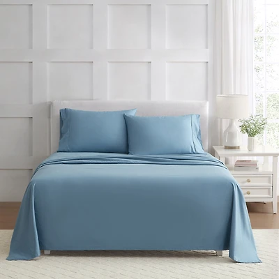 Martha Stewart Everyday Pima Cotton 600 Thread Count bleu Ensemble de Draps Grand