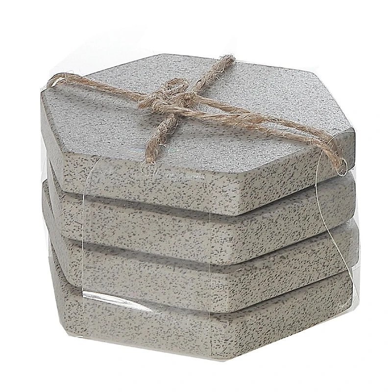 4Pc Terrazzo Stone Hexagon Coaster 4X4