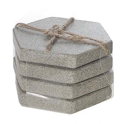 4Pc Terrazzo Stone Hexagon Coaster 4X4