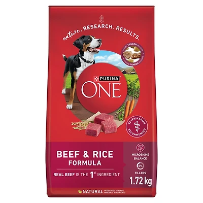 Purina ONE Équilibre du Microbiome Formule au Bœuf & au Riz, Nourriture Sèche pour Chiens 1.72kg