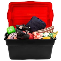 Gracious Living 132 Litre Hinge Top Tote Black with Red Lid
