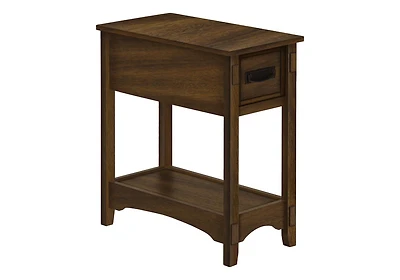 Monarch Specialties  Table D'appoint, Bout, Table D'appoint, Table De Nuit, 2 Niveaux, Étroit, Tiroir De Rangement, Placage Brun, Transitionnel