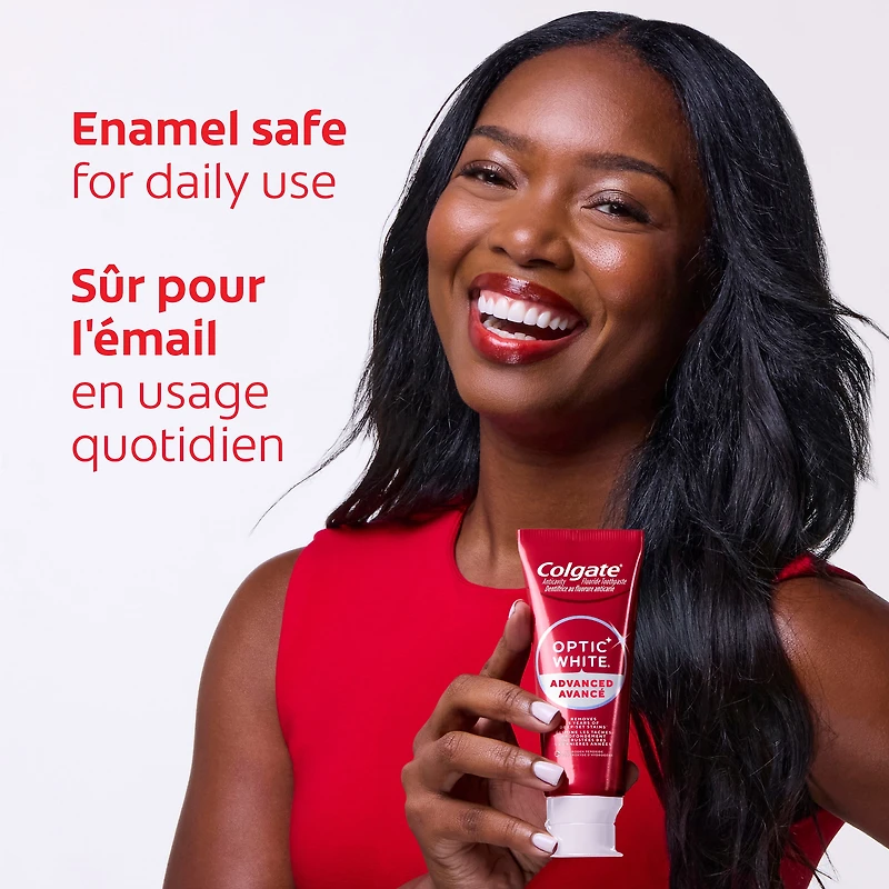 Dentifrice au fluorure Colgate Optic White Avancé Force de l'émail, 133 ml