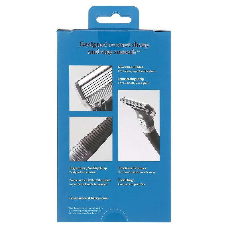 Harry's Shaving Razor for Men with 2 Razor Blade Refill Cartridges, Charcoal Grey