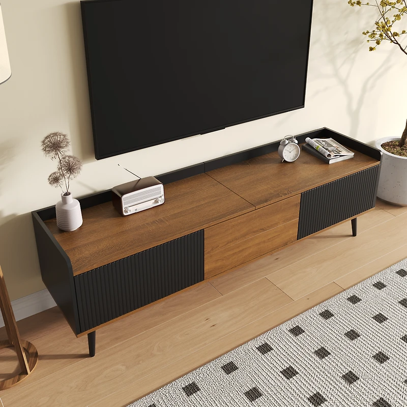 Noble House TV stand cabinet,TV board, low board with three doors,Fine texture. Black