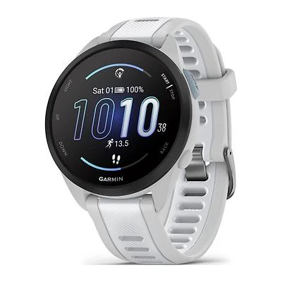 Garmin Forerunner 165 Music GPS Running Smartwatch and Fitness Tracker with Heart Rate - Mist Grey/Whitestone