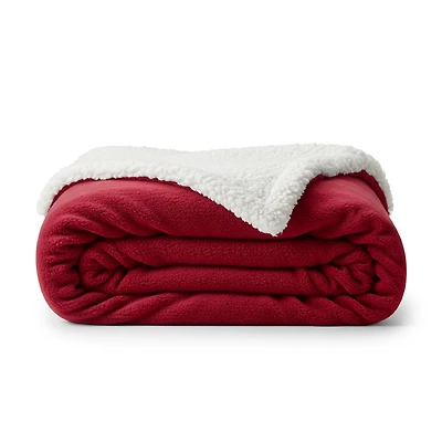 Beddora Couverture de Luxe en Flanelle Sherpa – 50” x 60” – Ultra-Douce & Chaude – 450 GSM Polaire Réversible – Couverture d'Hiver Confortable pour Canapé Ou Lit – Rouge