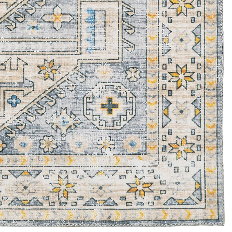Tapis lavable Parson 5 pi x 7 pi gris et beige