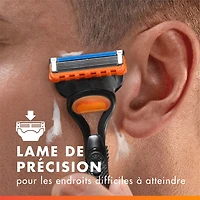 Gillette Fusion5 Rasoir pour Hommes, 1 Manche de Rasoir, 2 Cartouches de Lames, avec Bande Lubrifiante et Tondeuse de Précision pour Hommes