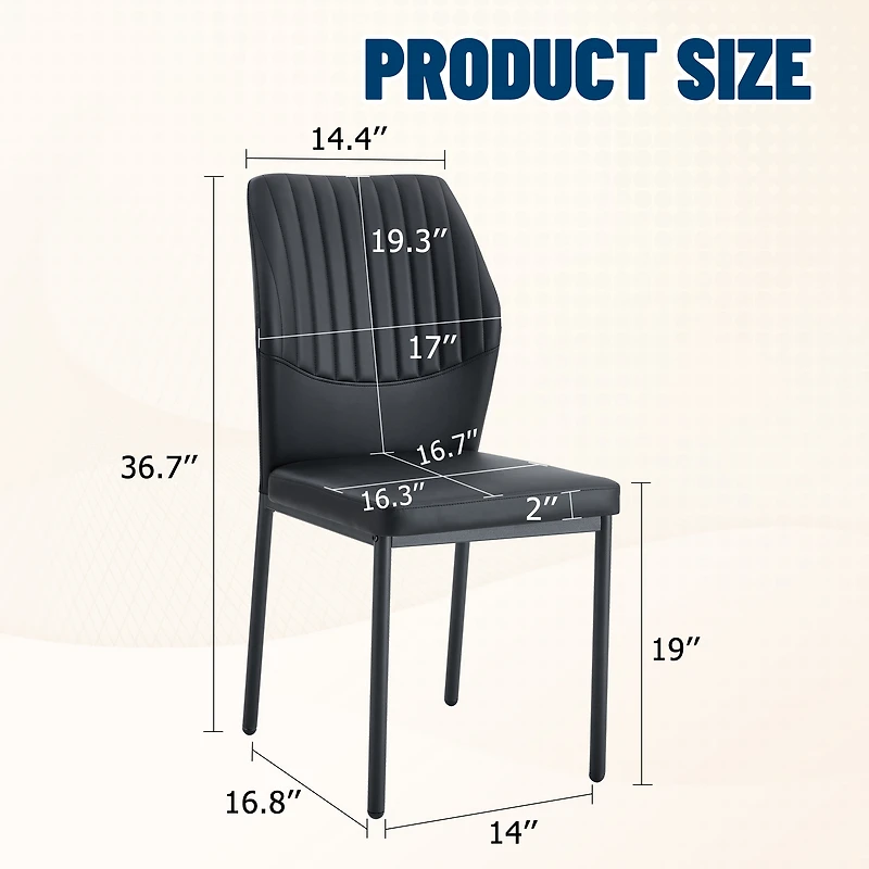 Noble House Luxury minimalist chair - 4 high elasticity black PU dining chairs