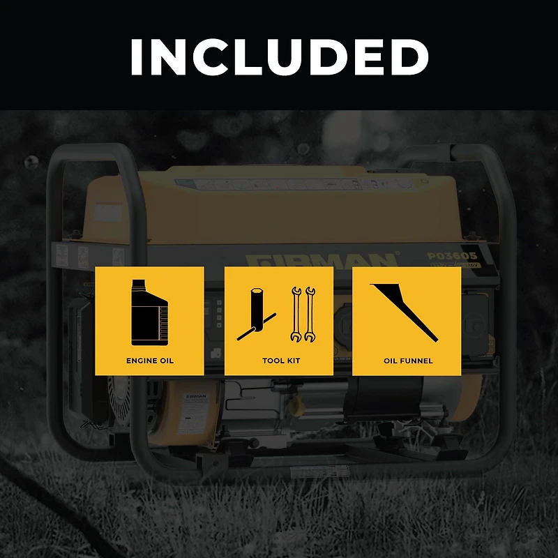 FIRMAN Gas Portable Generator 4650/3650W Recoil Start PO03605