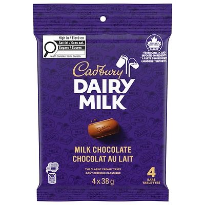 CADBURY DAIRY MILK, Tablettes de Chocolat au Lait, Lot de 4