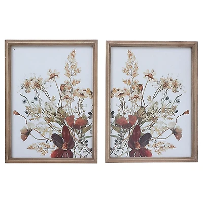 Framed Wooden Wall Sign Summer Blossom - Set of 2