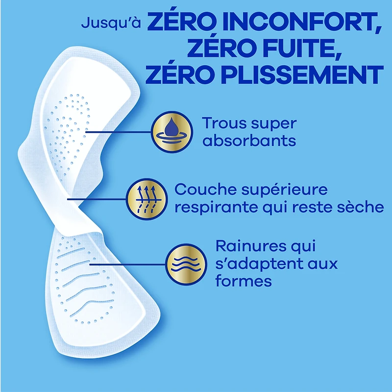 Serviettes Always Infini FlexFoam, régulières avec ailes, pour femmes, taille 1, sans parfum, 50 serviettes