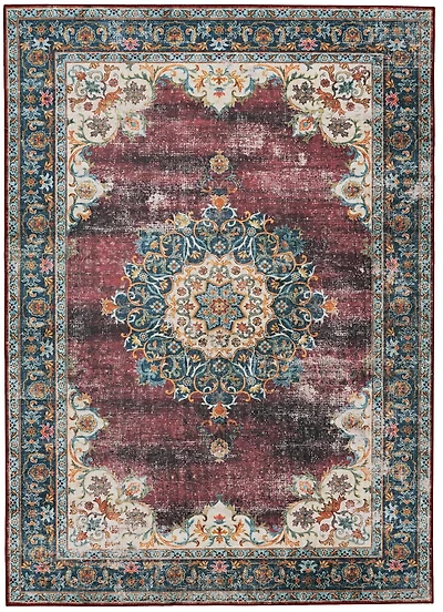 Tapis lavable Bryant 5 pi x 7 pi ivoire et bordeaux