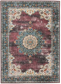 Bryant 5' x 7' Washable Area Rug, Ivory and Burgundy