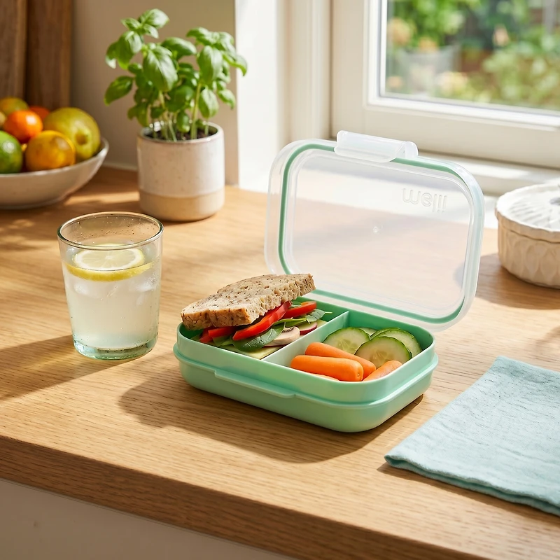 Melii Bento Mini Menthe avec Clip Transparent