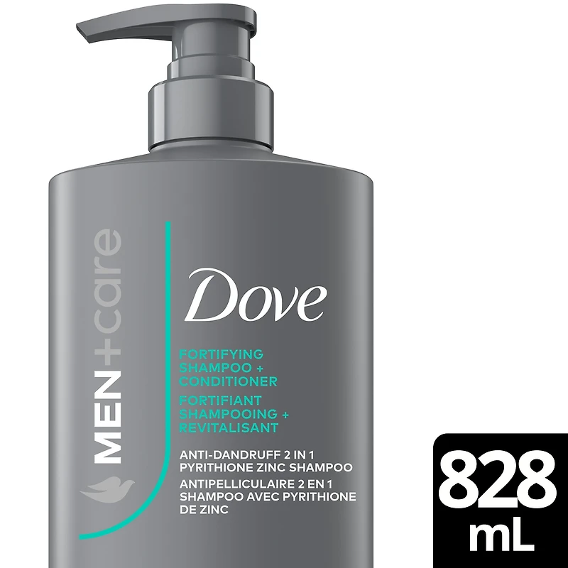 Dove Men+Care Shampooing Antipelliculaire 2-en-1 avec Pyrithione de Zinc, 828 ml