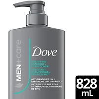 Dove Men+Care Shampooing Antipelliculaire 2-en-1 avec Pyrithione de Zinc, 828 ml