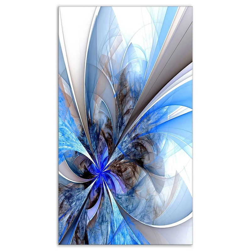 Designart Symmetrical Large Blue Fractal Flower Canvas Wall Art