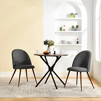 Homy Casa Set of 2 Armless Dining Chairs with Curved Upholstered Back, Grey Fabric