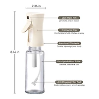 Carote Pulvérisateur d'huile de cuisine à brume fine et contrôle des portions – Flacon pulvérisateur en verre rechargeable pour huile d'olive, utilisation pour friteuse à air, salade, barbecue, 7.5oz