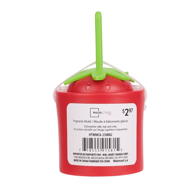 Mainstays 3-Piece Home-made Popsicle Mould, Strawberry Shape Set in Red and Green