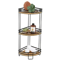 Era Reina Bamboo Three Tier Bath Tower, Black and Bamboo 13.25x27.50in