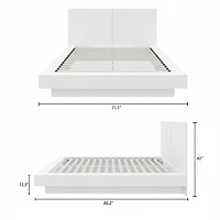 Nexera Napa Queen Platform Bed with Headboard, White Oak