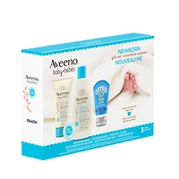 Ensemble-cadeau Départ sain pour nouveau-nés Aveeno Baby, nettoyant pour nouveau-nés, baume pour nouveau-nés, crème Penaten, sans parfum, 3 produits