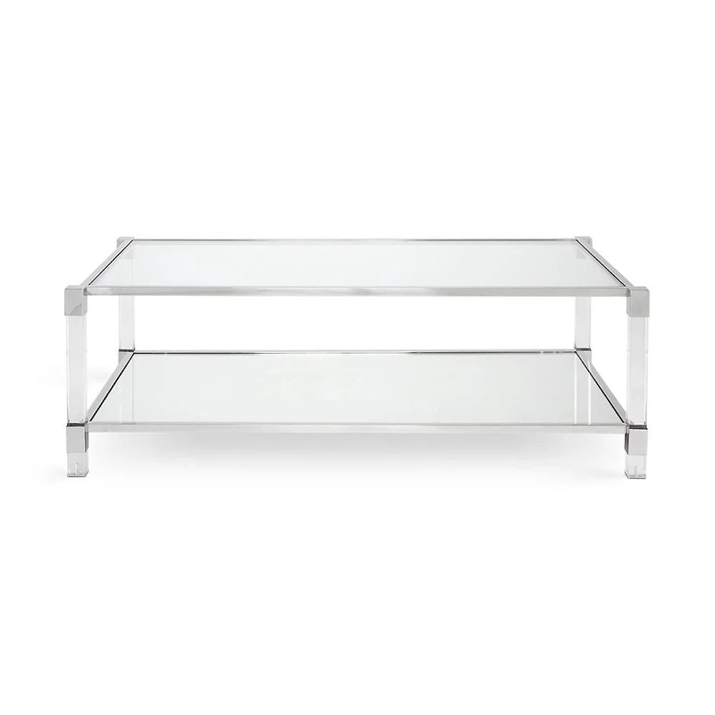 Home Gear Rectangular Silver Coffee Table with Acrylic Legs