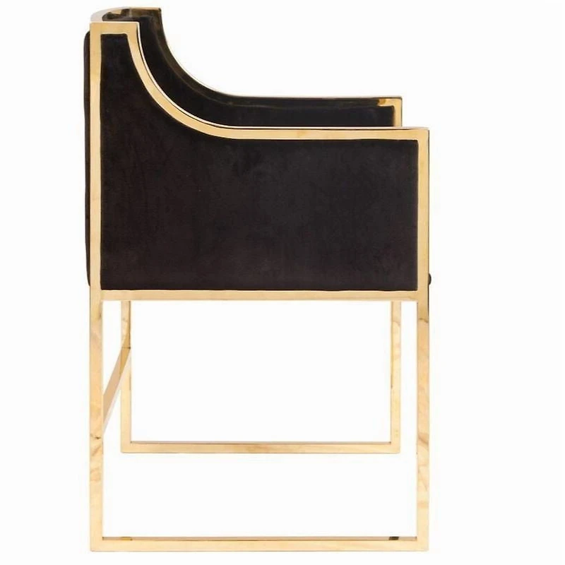 Hani Dining Chair in Black with Shiny Gold Accents – Luxurious Velvet Upholstery for a Stylish, Elegant Look