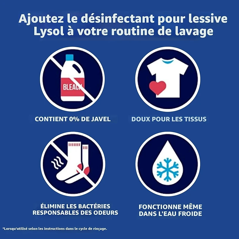 Lysol Laundry Disinfectant, Free and Clear, No Fragrances, No Dyes, 0% Bleach, Kills 99.9% of Viruses & Bacteria, 1.2 L