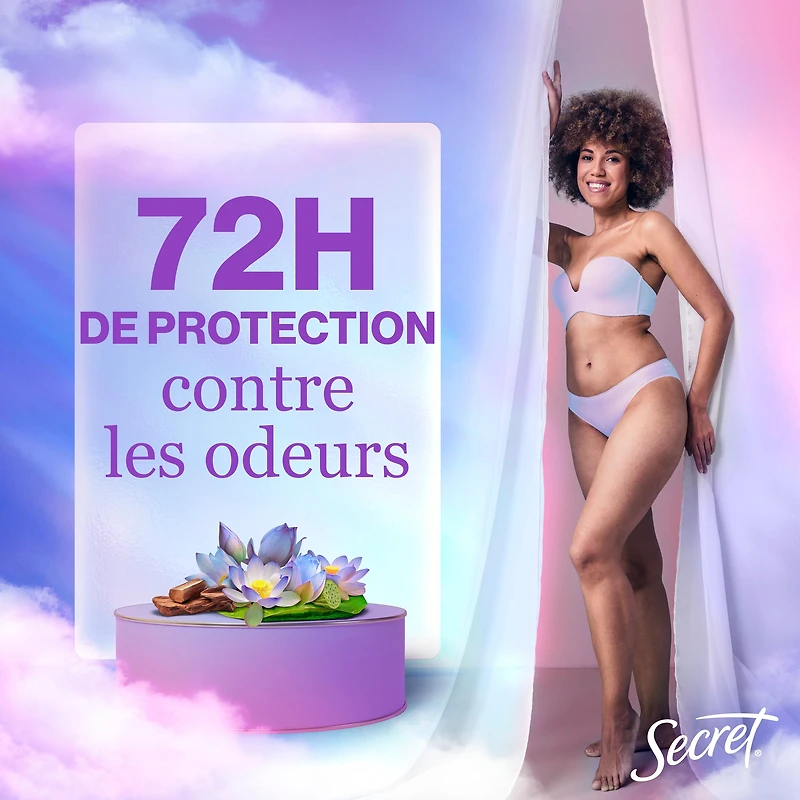 Antisudorifique et désodorisant invisible en bâton Secret, parfum Nénuphar