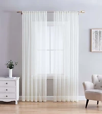 Crinkle Sheer Rod Pocket Curtains – 2 pack, Crinkled Texture