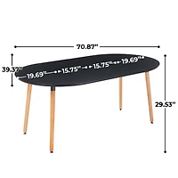 Noble House Table à Manger Ronde Extensible, Pied en Bois, Dessus de Table en MDF Noir, Utilitaire Polyvalent, Noir