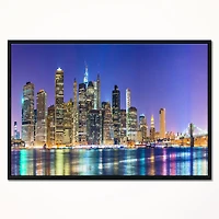 Design Art New York Cityscape Panorama Framed Canvas Art Print