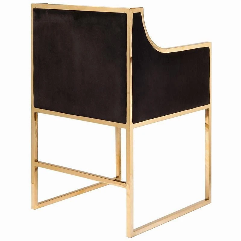 Hani Dining Chair in Black with Shiny Gold Accents – Luxurious Velvet Upholstery for a Stylish, Elegant Look