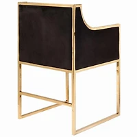 Hani Dining Chair in Black with Shiny Gold Accents – Luxurious Velvet Upholstery for a Stylish, Elegant Look