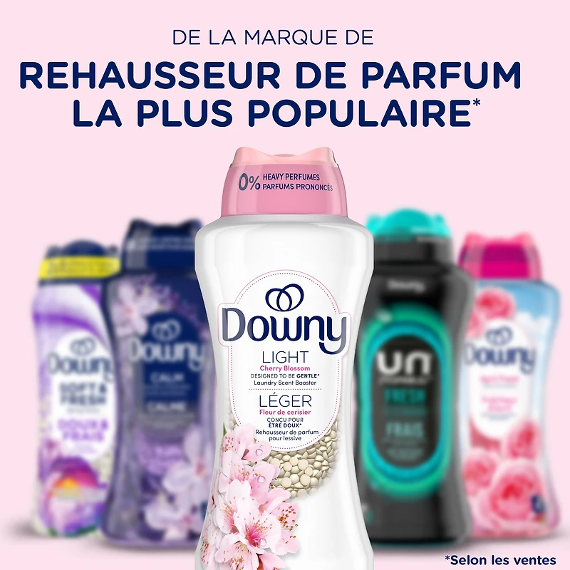 Downy Light Laundry Scent Booster Beads, Cherry Blossom Scent, 853g, In-wash fabric beads designed to be gentle with a light boost of scent, No Heavy Perfumes