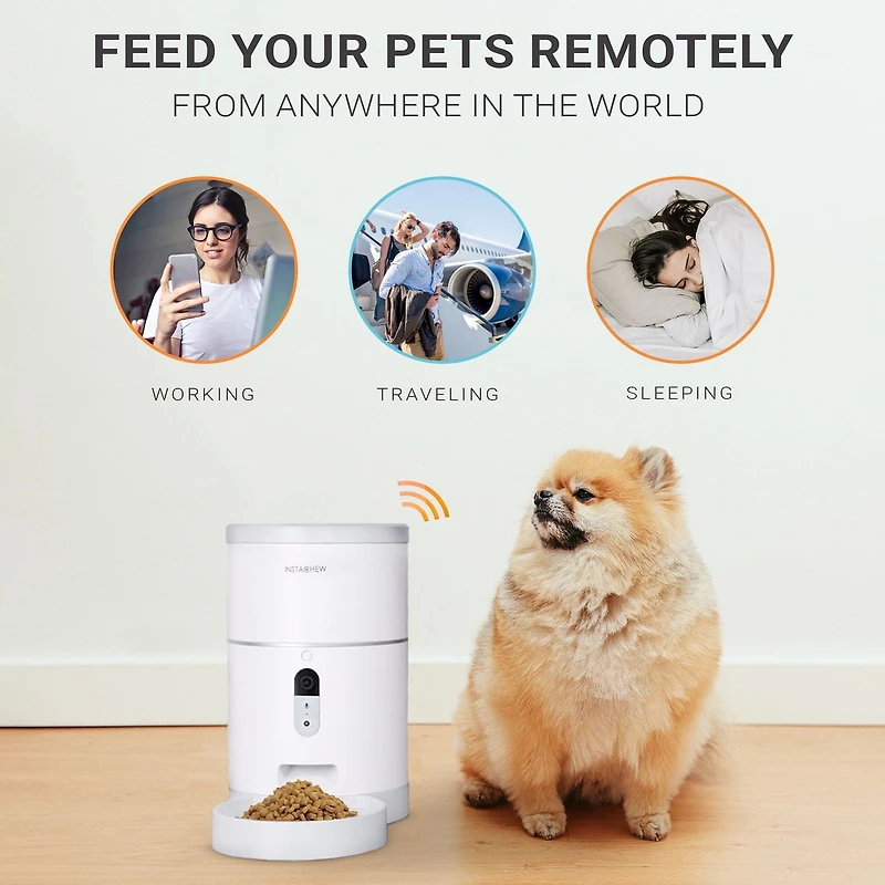 Instachew Purechew Automatic Pet Feeder with HD Camera, Food Dispenser for Cats and Dogs, Programmable Treat Dispenser with Video Recording, 4L